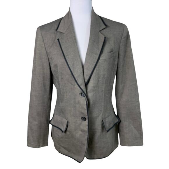 Kasper Size 10 Women's Blazer Jacket Gray with Black Trim Career Work - Picture 1 of 13
